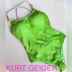 KURT GEIGER Lurex SHIMMERY one piece swimsuit green size S